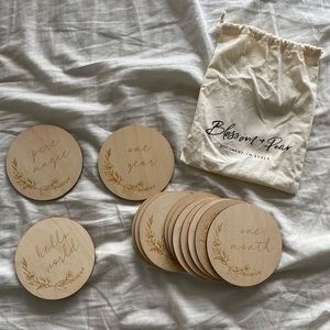 Floral Etched Wooden Baby Milestone Collection